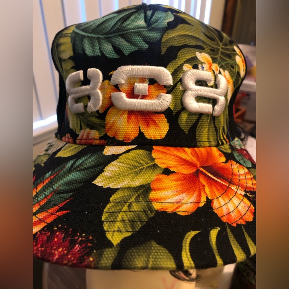 ALOHA HEAD GEAR- (NWOT) - 8 0 8 black tropical Cap with Embroidered Logo
